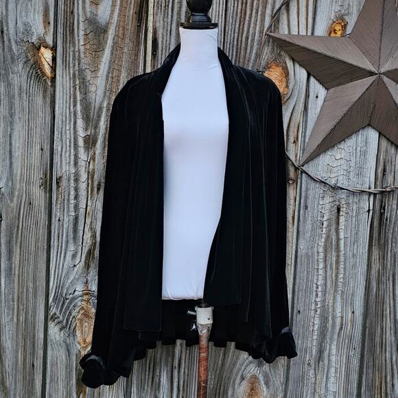 Velvet Shacket Black Stretch Open Front Cardigan Plus Size 26/28 Cato Sweater - Picture 1 of 8